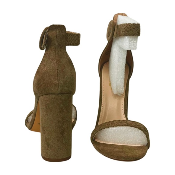 Suede Woven Ankle Strap High Heel Sandals. Size 10 - Picture 4 of 5